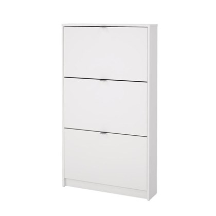 White Shoe Cabinet W. 3 Tilting Doors and 1 Layer