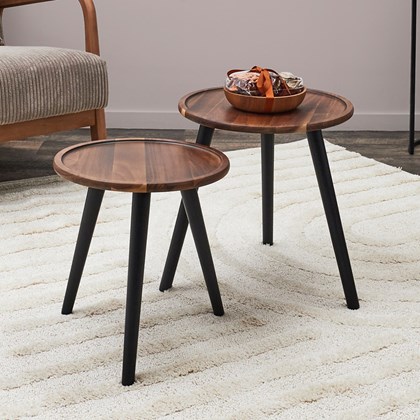 Nesting Table Round Of 2 in Acacia Wood