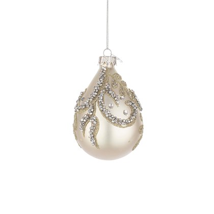 Droplet Pearl White Glass Ornament