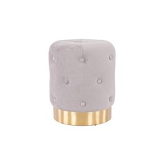 Round Stool Pouf  With Buttons in Gold Grey Base