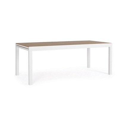 White Aluminium & Wooden Extendable Table 200-300x95
