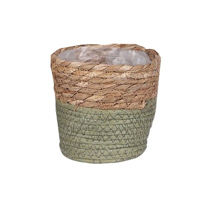Round Natural Green Basket H18cm
