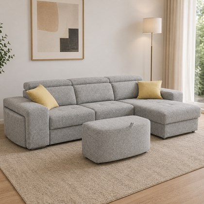 2-Seater Sofa Bed with CHL Right - Grey