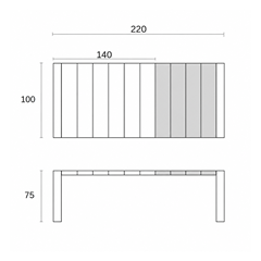 Modular Extendable Table 140/220x100x75 cm - White