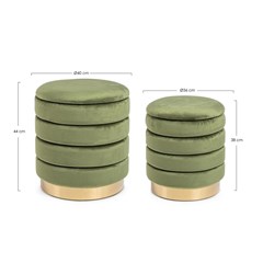 Darina Olive Set of 2 Pouf With Container