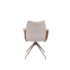 Swivel Dining Chair – Brown Leather & Beige