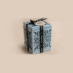 Small Cube Jar Heart Candle - Grey