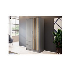 Wardrobe 2 Doors 2 Drawers – Oak & Grey