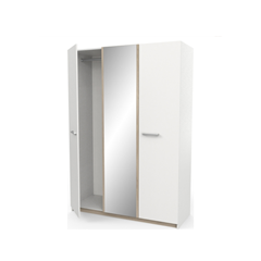 Wardrobe with 3 Hinged Doors – Kronberg Oak & Matt White