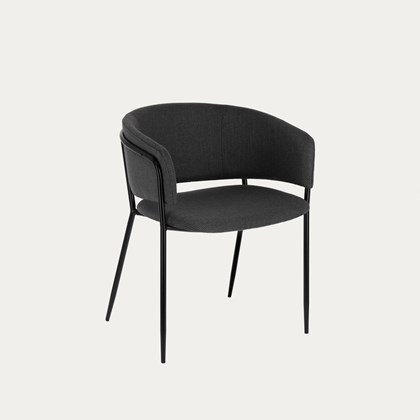 Armchair Black Metal  Fabric Dark Grey