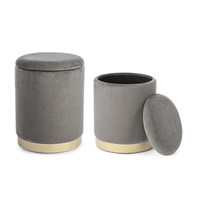 Grey Set 2 Storage Pouf