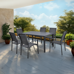 Steel Outdoor Dining Set - Table and 6 Chairs