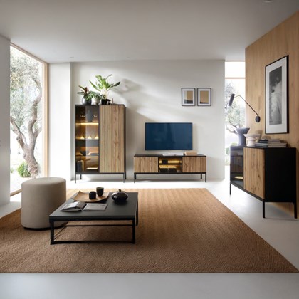 Sideboard Showcase 3 Doors – Wotan Oak & Black