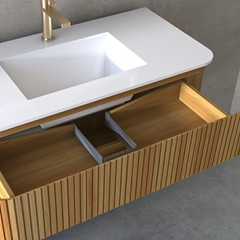 Bathroom Vanity Cabinet, Sintered Stone & Mirror