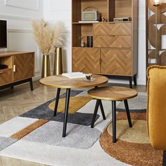 Felix Trundle Table Set of 2 – Brown & Black & Gold