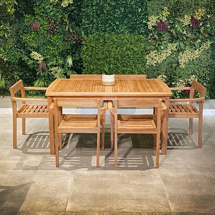 Bali Rectangular Table 150x90cm & 6 Armchairs