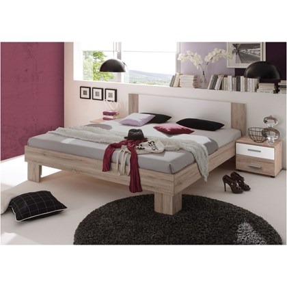 Bed 160x200 Light Oak & White