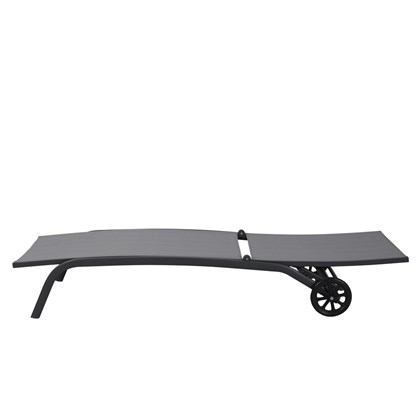 Sun Lounger 4-Position With Wheels - Grey