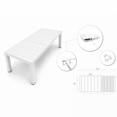 Modular Extendable Table 140/220x100x75 cm - White