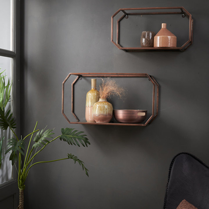 Wall Rack Set of 2 - Glass and Copper
