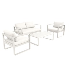 4-Seater Outdoor Sofa Set – White Aluminum Frame