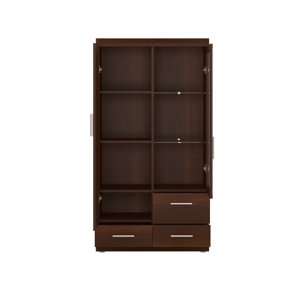 Display Cabinet 2 Doors 3 Shelves – Walnut
