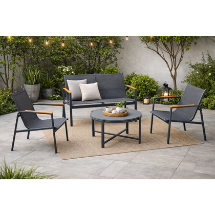 Garden Sofa Set of 4 Aluminium Grey