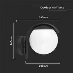 E27 Wall Lamp Holder – Opal PC, Matt Black