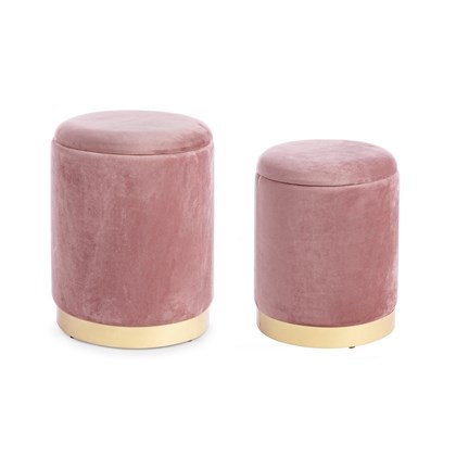 Polina Storage Pouf Antique Pink Set of 2