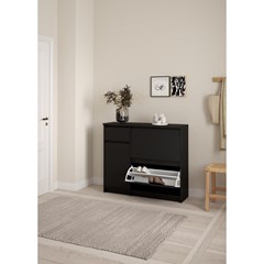 Naia Shoe Cabinet 2 Flap Doors Matt Black