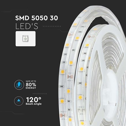 LED Strip SMD5050 30 LEDS 3000K IP65