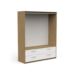 Dressing Wardrobe with 4 Drawers & Hanging Space – Hamilton Oak & Matte White