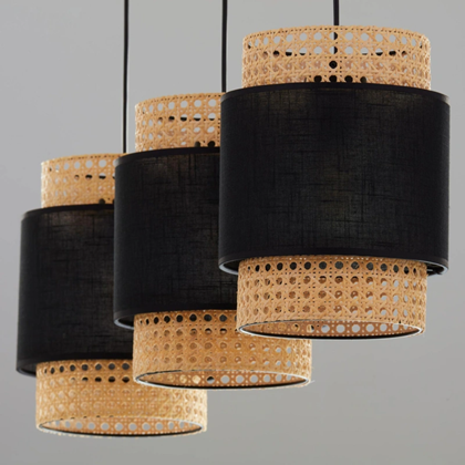 Boho 3-Light Pendant Lamp Bar-Blk