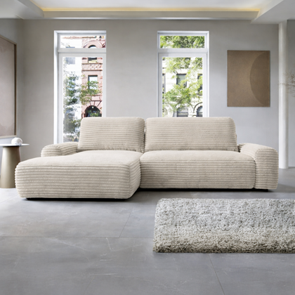 Corner Sofa Bed with Chaise Left – Light Beige