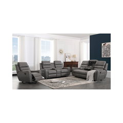 Set Manual Recliner Grey 3, 2, and 1-Seater
