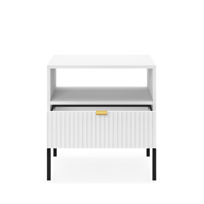 Bedside Table 1 Drawer – White