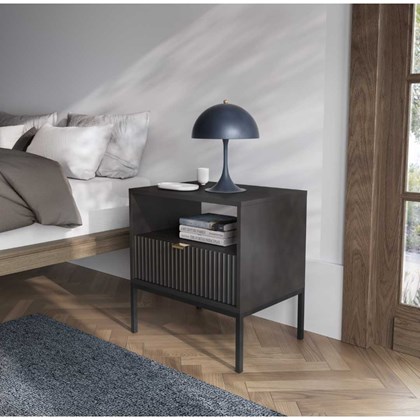 Bedside Table 1 Drawer - Black