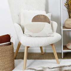 Textured Bouclette Cushion 40x40cm – Beige & Taupe