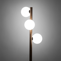 Floor Lamp 3 Lights Round White/Nut