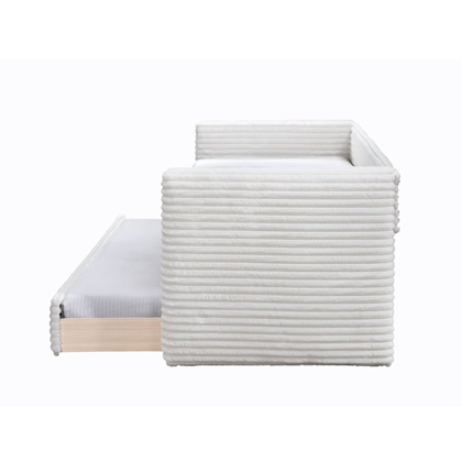 Bed with Pull-Out Lower Mattress – Cream