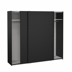 Catania Wardrobe with 2 sliding doors Matt Black  244 x 66.6 x 221 cm