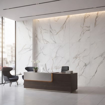 Decorative Wall Panel 1220x2600x8mm - Marble Tiles Tex Calacatta
