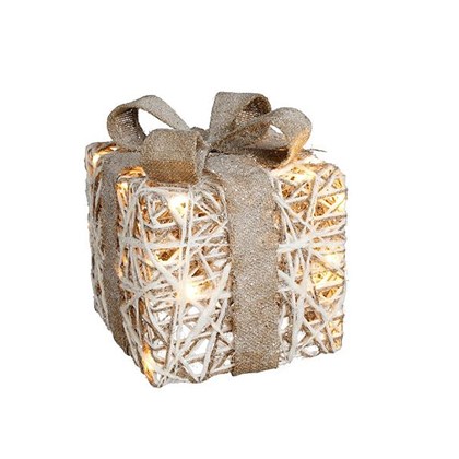 Present Ornament White Jute LED -  l25xw25xh30cm