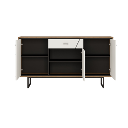 Sideboard 3Doors, 1Drawer - Cat Oak, Black & White
