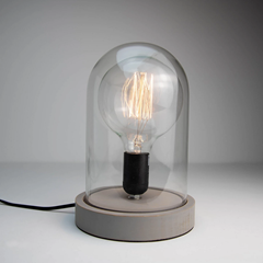 Glass Dome Wood E27 Industrial Table Lamp