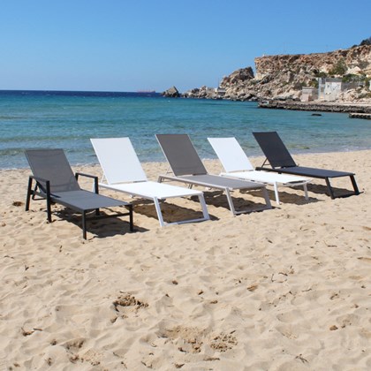 Cesky Sunlounger with Wheels White