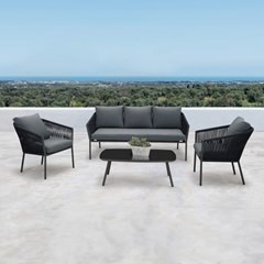 Rope 3 - Seater Sofa Set of 4 Aluminum - Dark Grey