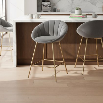 H112 Bar Stool Grey & Gold