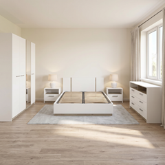 Bedroom Set 140x200 – Matt White & Kronberg Oak