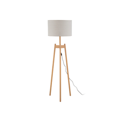 Perez Linen Floor Lamp – Light Wood & Grey-Beige